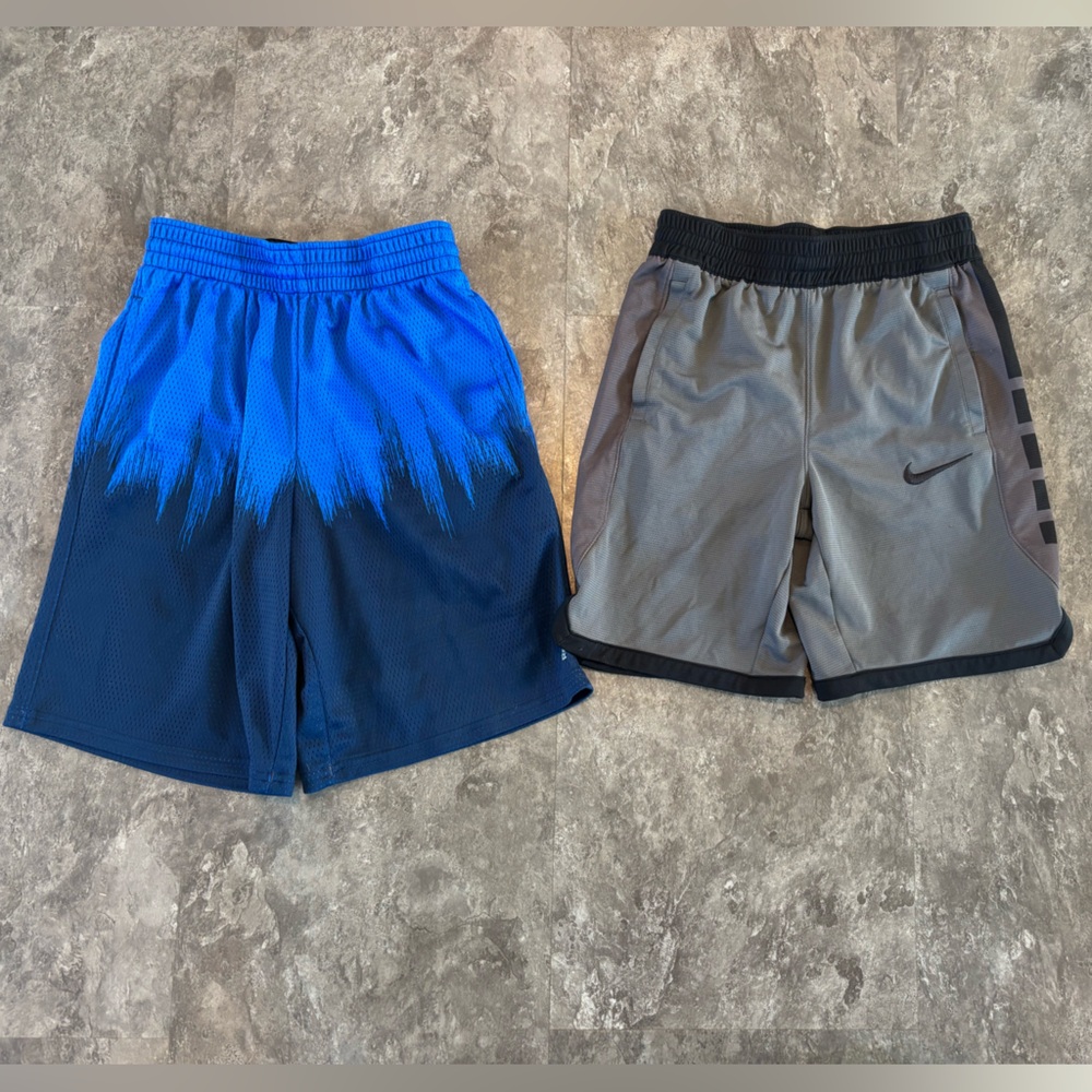 Nike Black and Gray Dri-FIT Athletic Shorts and Reebok blue shorts